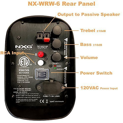 NXG Technology 5 in. Weather Resistant Wireless Indoor/Outdoor Powered Speakers - Black NX-WRW-5B N3