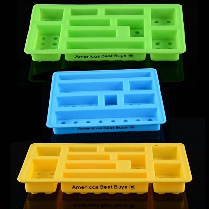 Americas Best Buys 8-Pack Silicone Candy Molds and Ice Mold for Lego Lovers with Recipe eBook N3