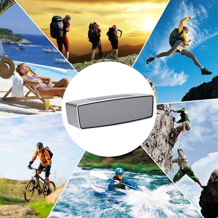 Blueone Outdoor Speaker HIFI Wireless Bluetooth Subwoofer Speakers for Cell Phones - Silver N6