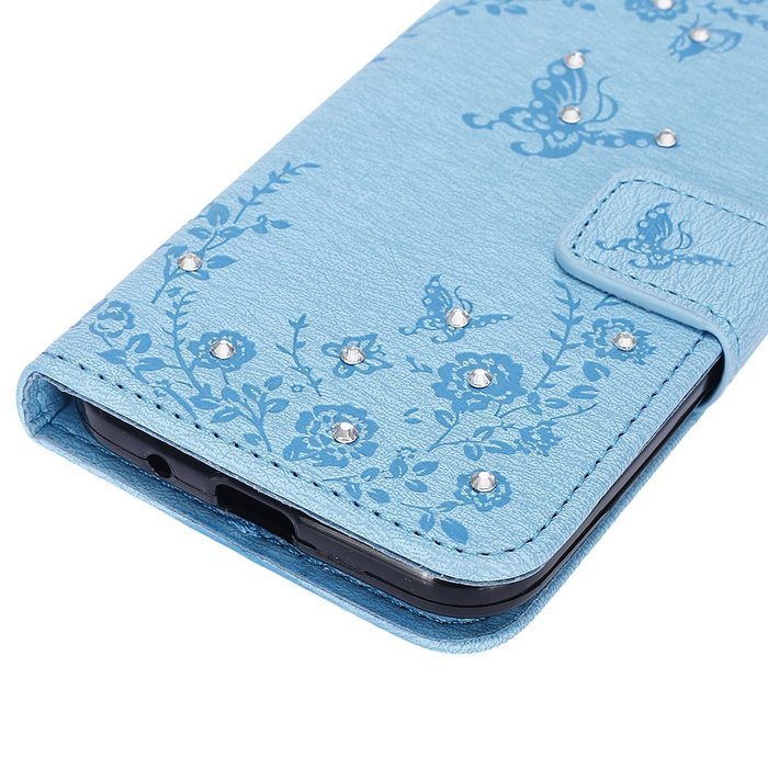Galaxy Core Prime Wallet Case,PHEZEN Serect Garden Butterfly Flower Inlaid Shiny Glitter Diamond Pu Leather Flip... N23