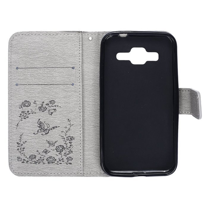Galaxy Core Prime Wallet Case,PHEZEN Serect Garden Butterfly Flower Inlaid Shiny Glitter Diamond Pu Leather Flip... N25