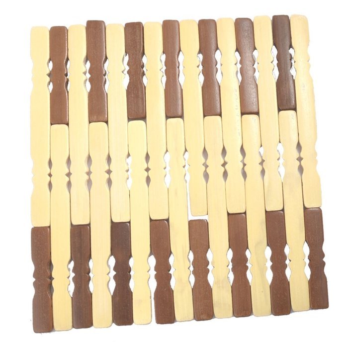 Rectangular Bamboo Heat Insulation Pad Mat Cushion Beige Brown