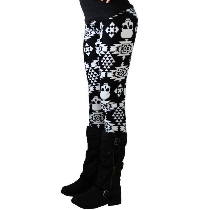 PHOTNO Casual Women Lady Skinny Geometric Print Stretchy Jegging Pants Slim Leggings N72