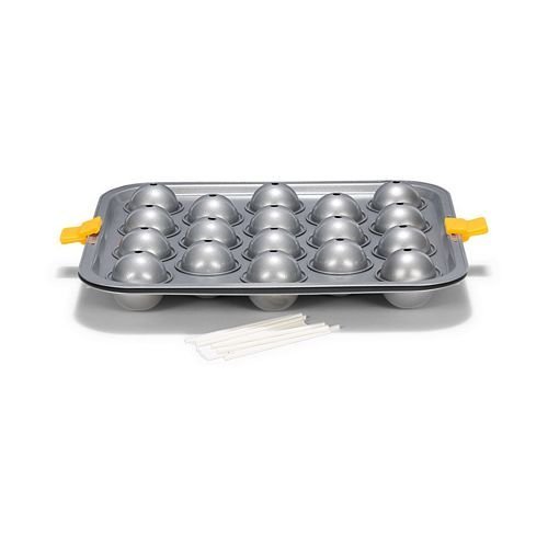 Patisse Nonstick Silver Top Cake Pops Pan with Lolly Sticks, Silver Grey