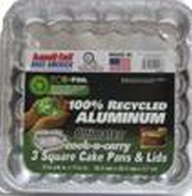 Eco Cook-N-Carry Square Cake with Lid 3-Count (6-Pack)