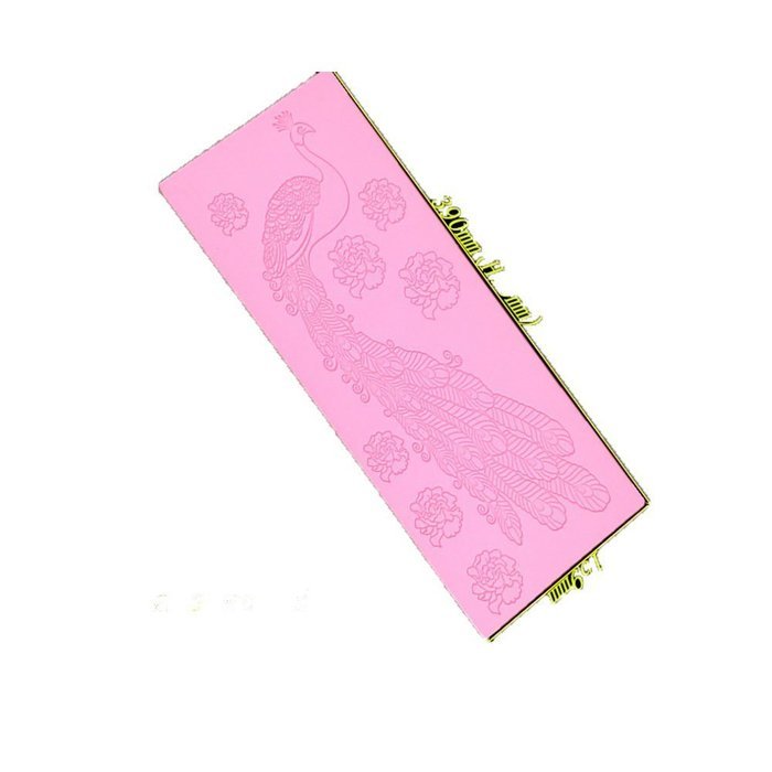 New Golden Peacock Cake Lace Fondant Mat Silicone Mold Cake Decorating Baking Mold Sugar Craft Cake Pink Color N5