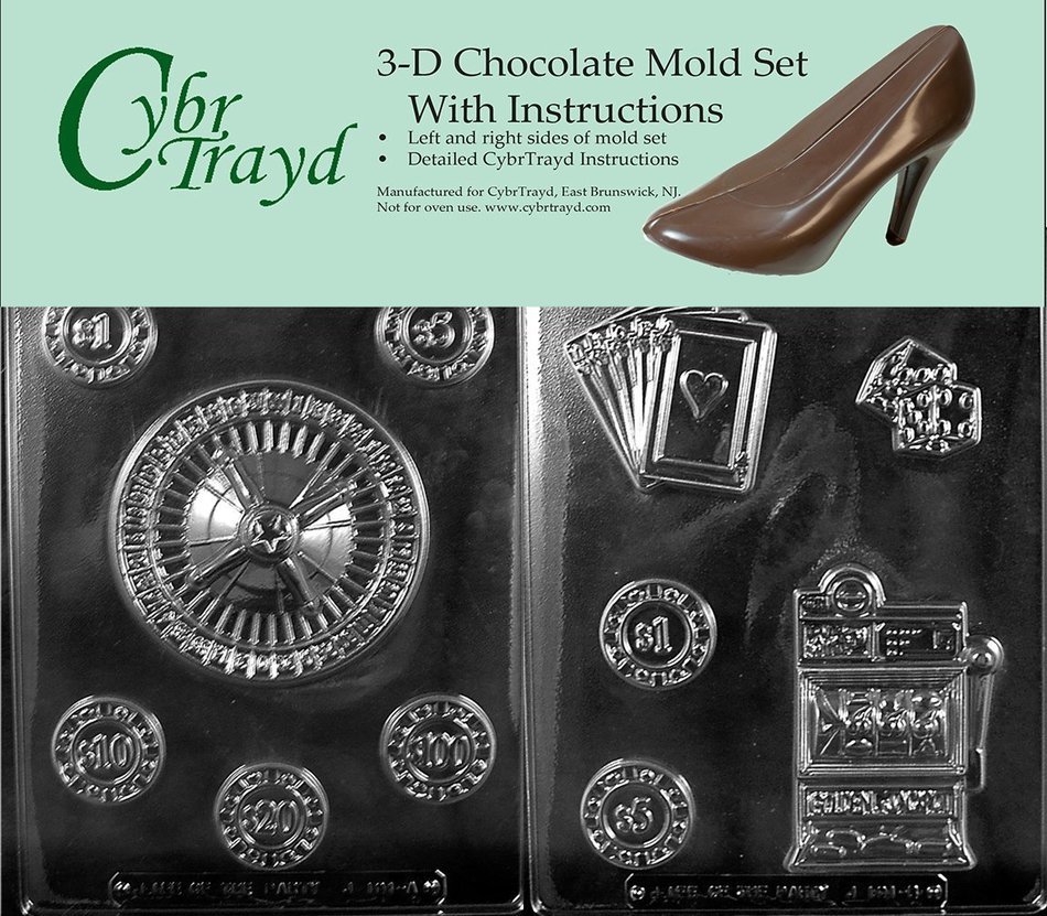 Cybrtrayd J101AB Casino for Specialty Box Chocolate Candy Mold Bundle with 2 Molds and Exclusive Cybrtrayd Copyrighted...