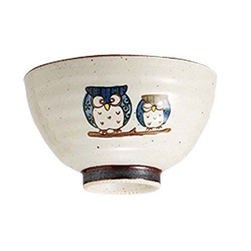 Saikai Pottery Pair Blue Owl Japanese Bowl for rice L size 38846 from Japan N2