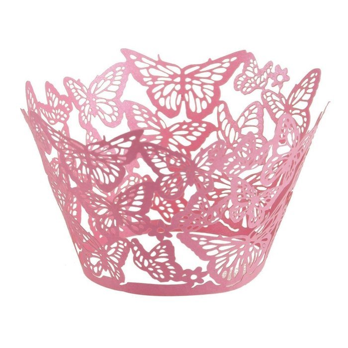 Derker 50 Pcs Laser Cut Cupcake Collars Butterfly Cupcake Wrappers Wraps Wedding Birthday Baby Shower Party Cupcake... N8