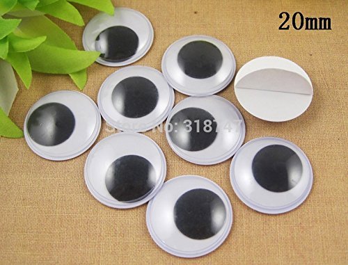 5/7/8/10/12/15/20/25/30/40mm Plastic Wiggly Googly Eyes for Toy Accessory (With Self-adhesive) (6pcs 40mm) N9