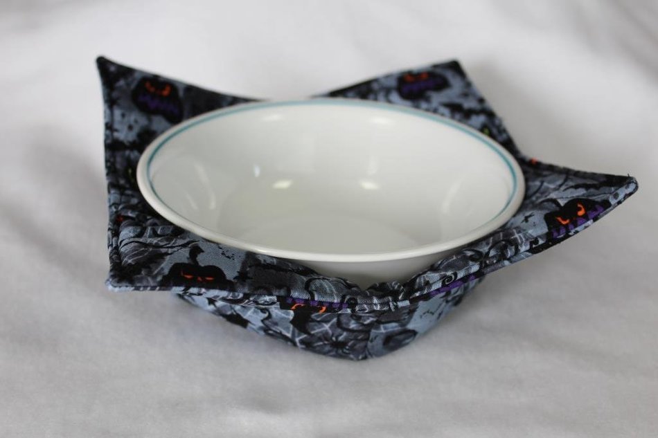 Microwave Bowl Cozy Bowl Potholder Reversible Halloween Owls