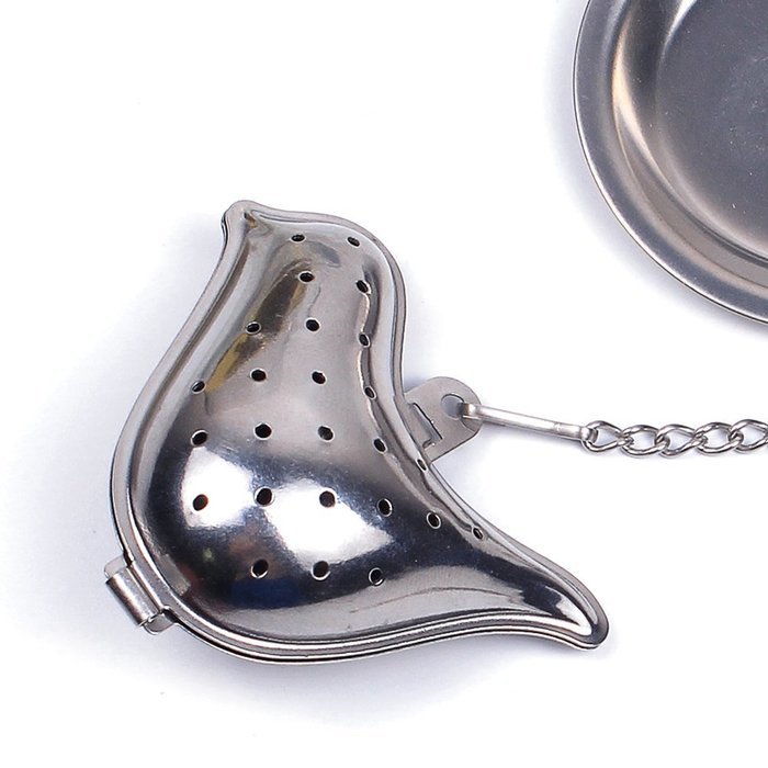 Hot 1pcs Stainless Steel Loose Leaf Tea Strainer Herbal Infuser Spice Strainer Mesh Filter (Bird) TEAI-E N5