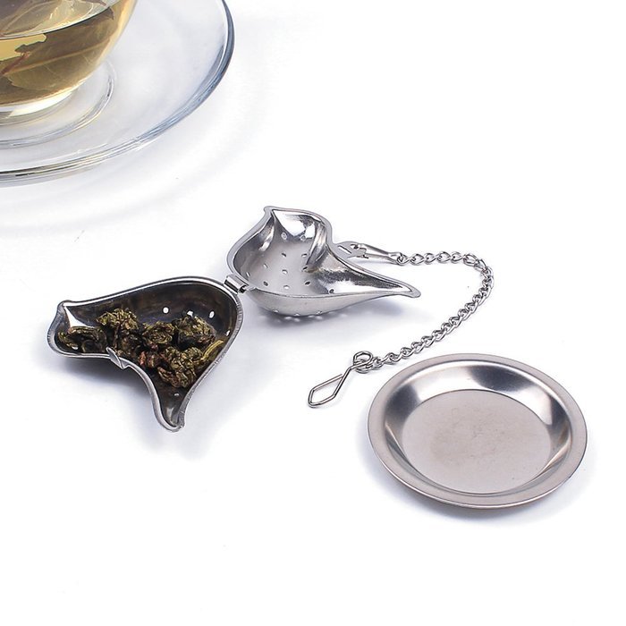 Hot 1pcs Stainless Steel Loose Leaf Tea Strainer Herbal Infuser Spice Strainer Mesh Filter (Bird) TEAI-E N6