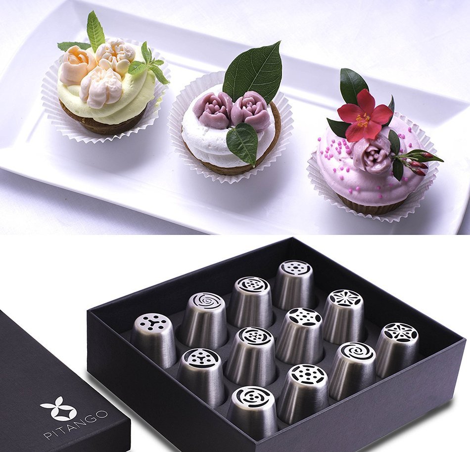 DIY Russian Piping Tips - 12 Pcs Set for buttercream frosting - Cake Decorating Supplies - Stainless Steel Large... N7