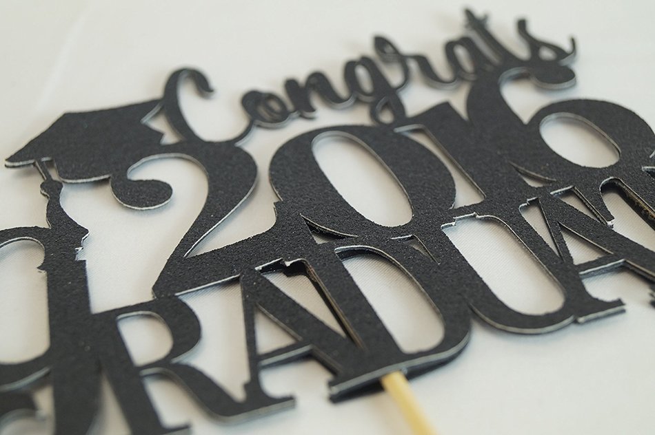 All About Details Black Congrats 2016 Graduate Cake Topper N3