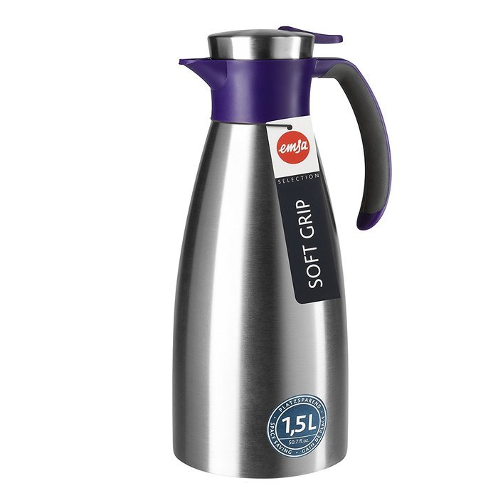Emsa 18/10 Stainless Steel Soft Grip Carafe, 34-Ounce, Black N34