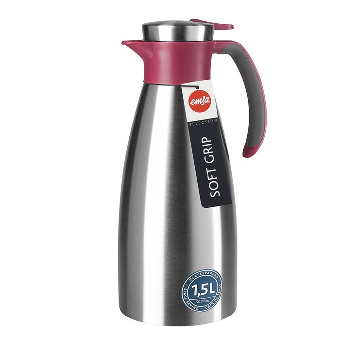 Emsa 18/10 Stainless Steel Soft Grip Carafe, 34-Ounce, Black N36