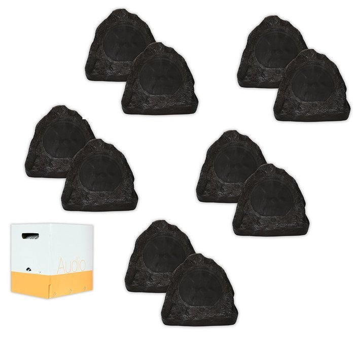 Acoustic Audio G6RS Grey 3000 Watts Outdoor Weatherproof 6.5" Rock Speakers 5 Pair Pack with Wire G6RS-5PRW