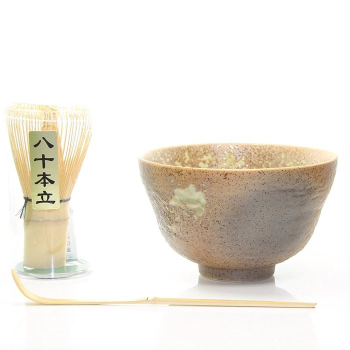 Matcha Tea Ceremony Gift Set with Chasen Whisk, Scoop & Holder (4, Green) N4