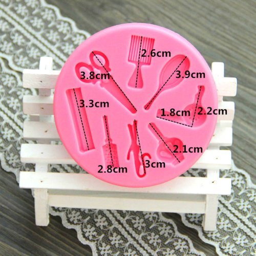 Anyana Scissors & Comb & Perfume & Mirror Silicone Fondant Mold Cake Decorating Pastry Gum Pastry Tool Kitchen... N3