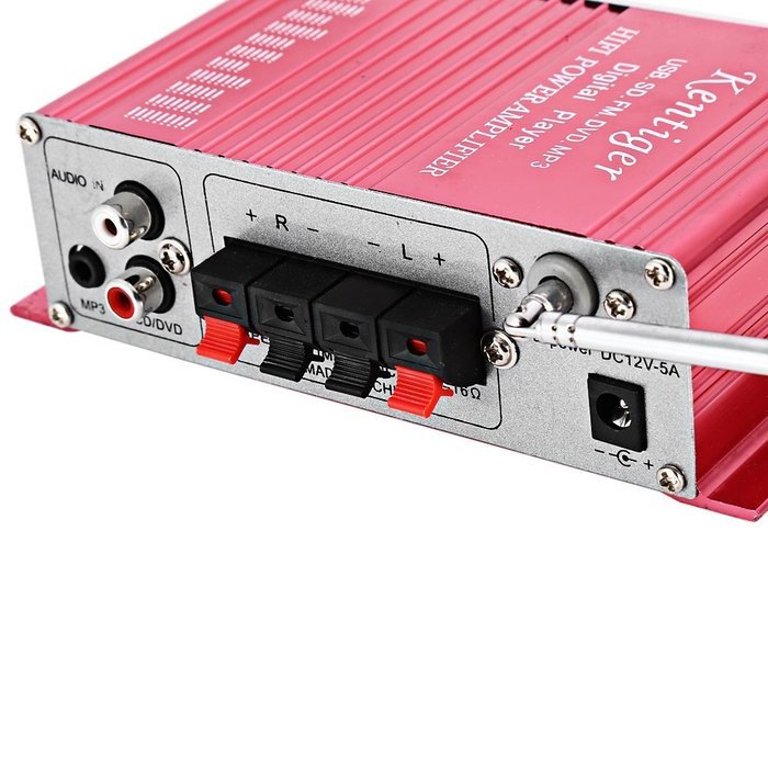 Robolife USB Hi-Fi Stereo Output Power Amplifier with Remote Control SD Card Player Red N7