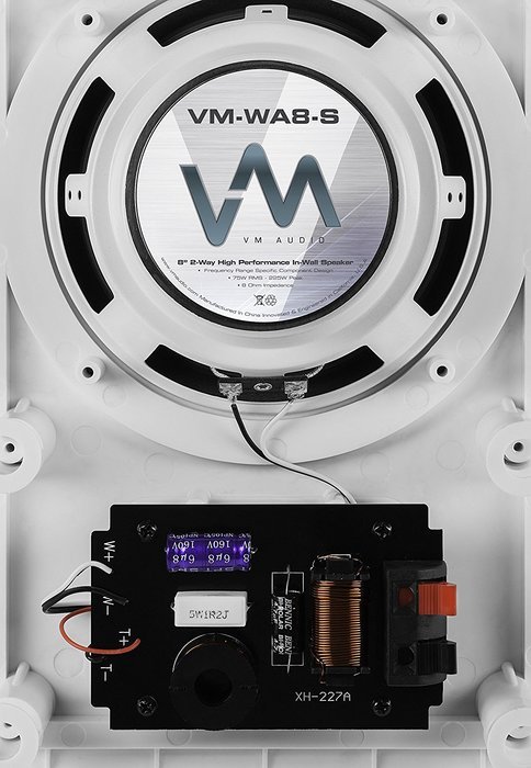 VM Audio 8" 200W 2-Way In-Wall Surround Speaker (Single) | VM-WA8-S N4