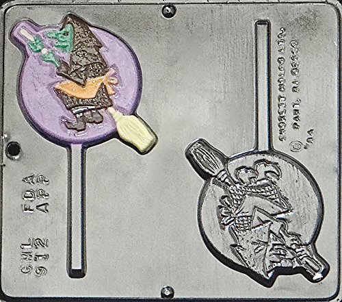 Witch on a Broom Lollipop Chocolate Candy Mold Halloween 912