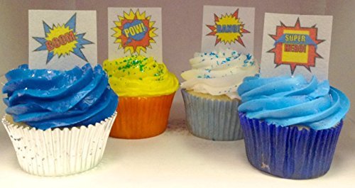 CakeSupplyShop Item#24511 24pk Boys's Super Hero Theme Edible Cake Decoration Toppers N2