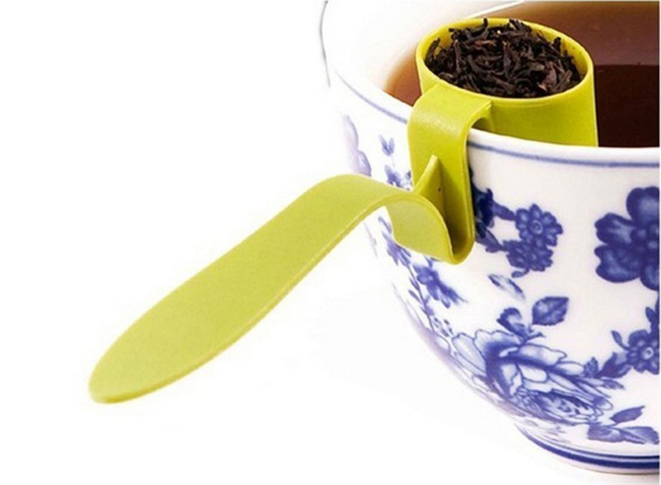 Da.Wa Loose Tea Infuser Spoon with Handle,4"x1"x2",Black/Green/Red,Plastic N3