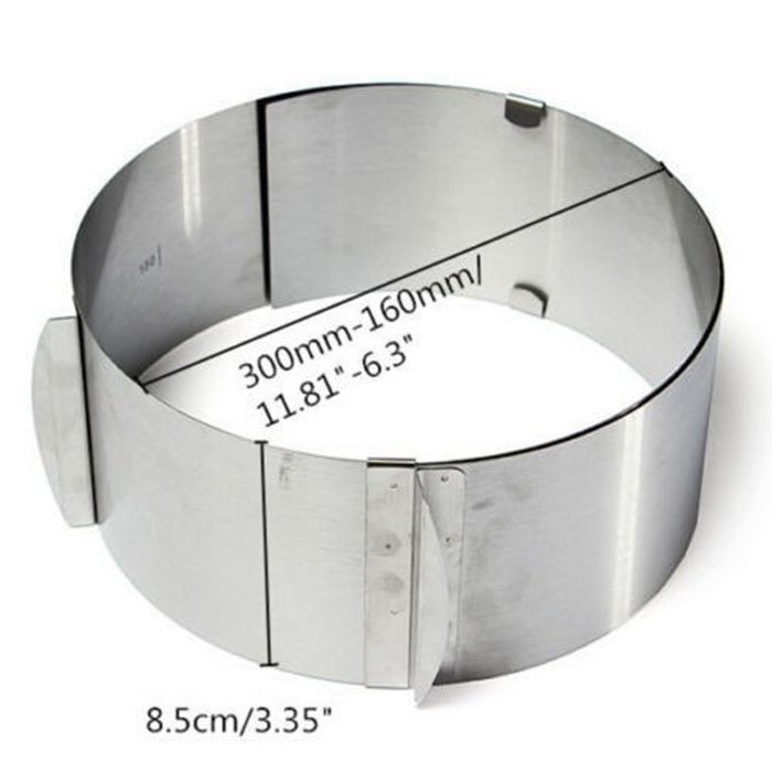6-12" / 160-300 mm Circle Retractable Adjustable Mousse Ring Cake Pan Ring S/S N3