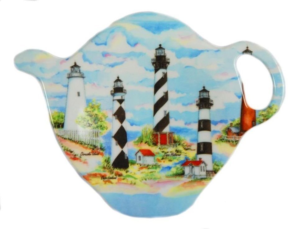 Tea Bag Holder or Caddy Melamine Carolina Lighthouse Design
