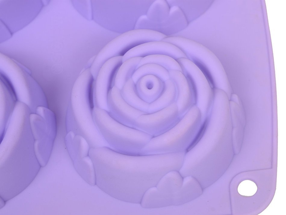 Webake 6-Cavity Rose Shape Silicone Cake Mold, Soap Mold, Bundt Cake Mold (Purple, 1pcs) N3