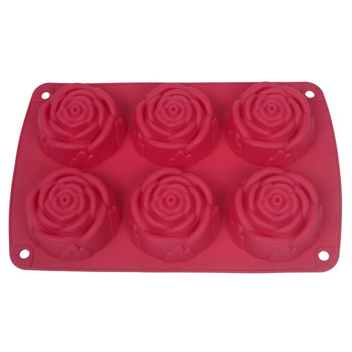 Webake 6-Cavity Rose Shape Silicone Cake Mold, Soap Mold, Bundt Cake Mold (Purple, 1pcs) N4