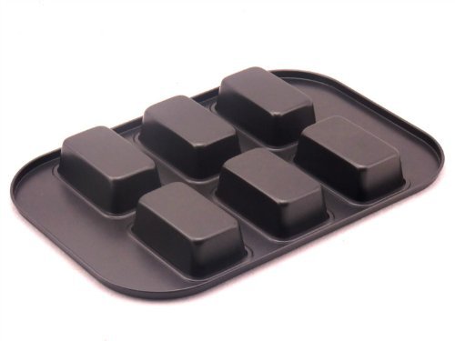 IC ICLOVER 6 Cups Nonstick Rectangular Carbon Steel Muffin Cup,loaf Pan-black N3