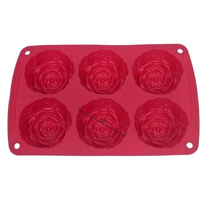 Webake 6-Cavity Rose Shape Silicone Cake Mold, Soap Mold, Bundt Cake Mold (Purple, 1pcs) N5