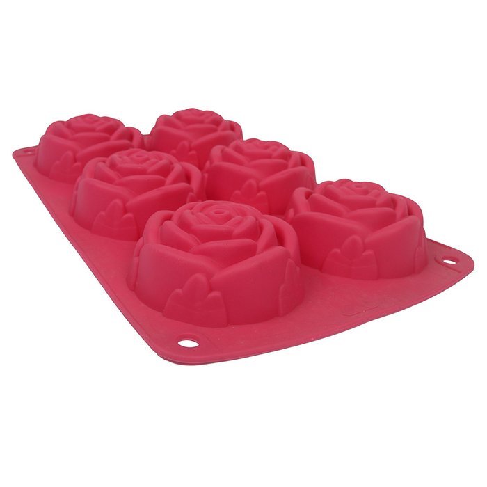 Webake 6-Cavity Rose Shape Silicone Cake Mold, Soap Mold, Bundt Cake Mold (Purple, 1pcs) N6
