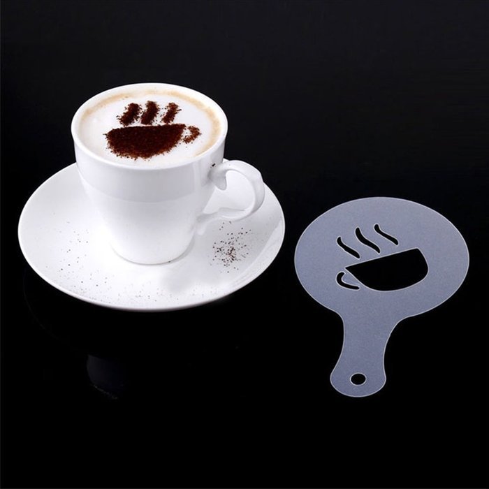 YING LAN Creative Nice Coffee Barista Stencils Template Strew Pad Duster Spray Art 16 PCS N6