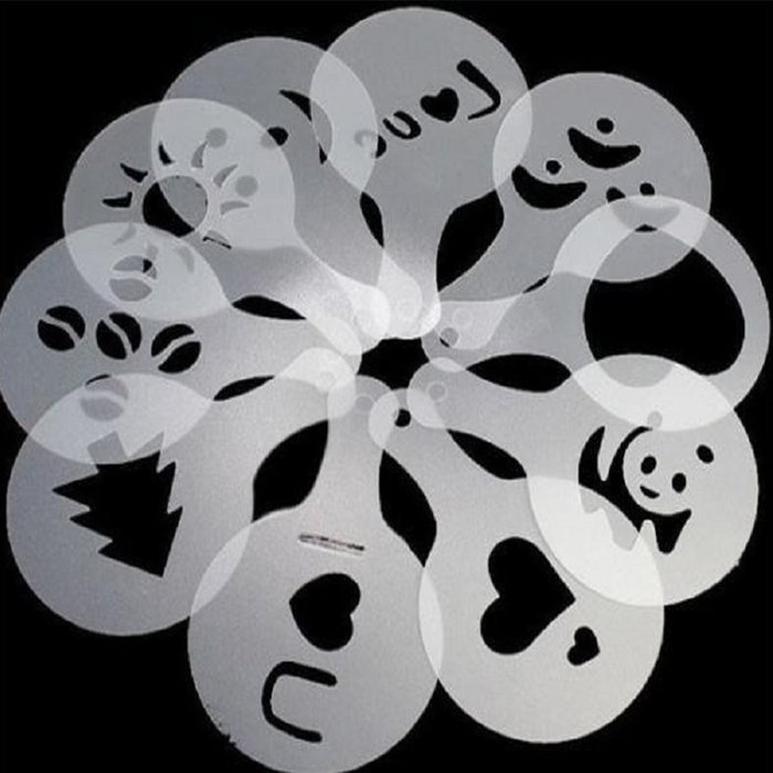 YING LAN Creative Nice Coffee Barista Stencils Template Strew Pad Duster Spray Art 16 PCS N7