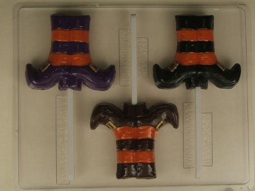 Large witch's shoes with buckle and striped socks H131 Halloween Chocolate Candy Mold