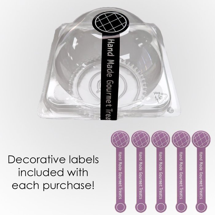 Clear Small Cupcake Plastic Pod BPA-Free Containers Secure Closure Box + Decorative Labels Gift (100/Pack)