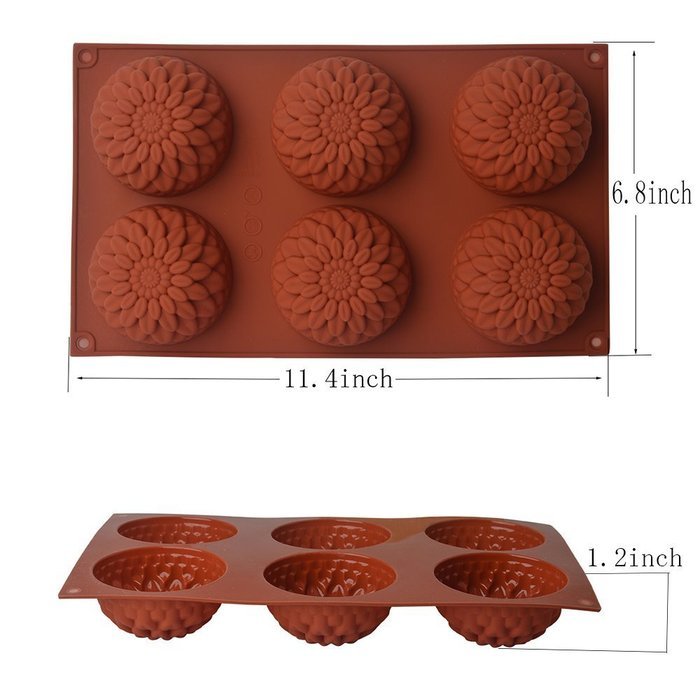 EVTECH(TM) 6 Cavity Chrysanthemum Style Silicone Gel Non Stick Cake Bread Mousse Biscuit Ice Pudding Mold Chocolate... N5