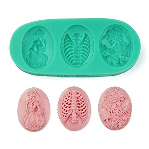 Bluelover Halloween Skeleton Skull Witch Styling Fondant Cake Mold Silicone Chocolate Candy Jelly Mold N7