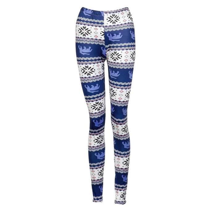 PHOTNO Women Lady Casual Skinny Christmas Print Stretchy Pants Slim Leggings N18