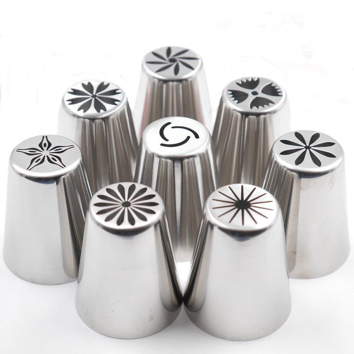 Joinor 13PCS Stainless Steel 304 Russian Piping Tips Reusable Pastry Icing Bags Nozzle Coupler Set ( Includes:... N8