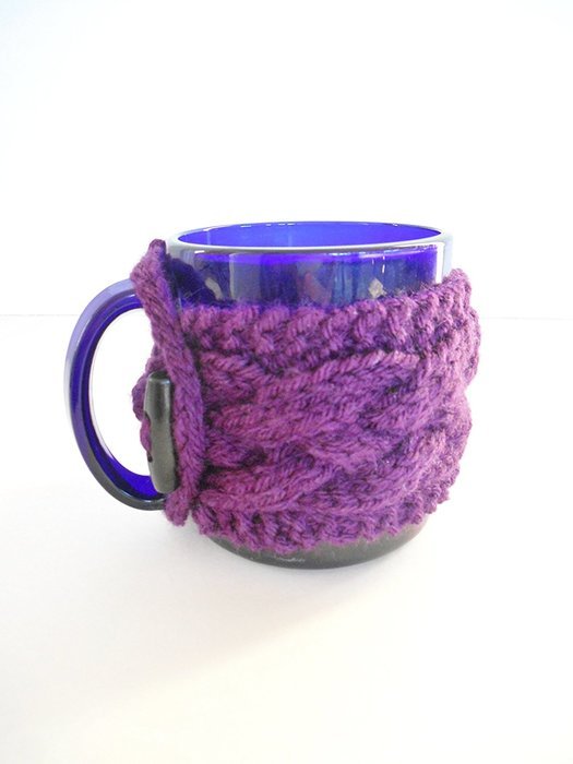 Knit Cabled Coffee Mug Cozy, Tea Cup Sweater, Mug Sleeve N3