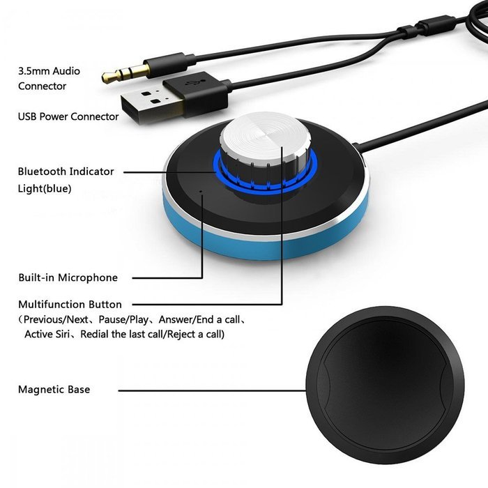 Your Sueprmart Hot Bluetooth 4.0 Receiver 2-Port USB Car Charger Magnetic Base Built-in Mic N3