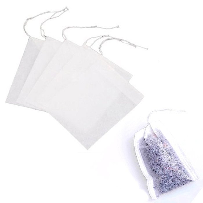 Disposable Tea Strainer, AOTOSOLO Drawstring Seal Filter, Empty Paper Tea Bags Cloth (White, L Size, Set of 100) N2