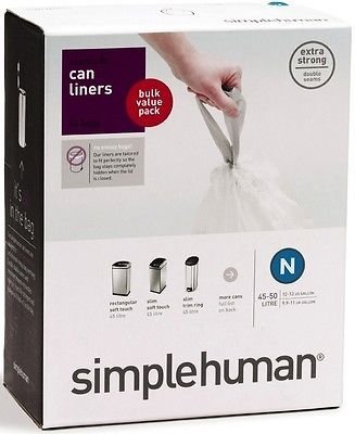 Simplehuman Bin Trash Can Bags Liners New 45-50l Litres Size N - Box Pack of 45