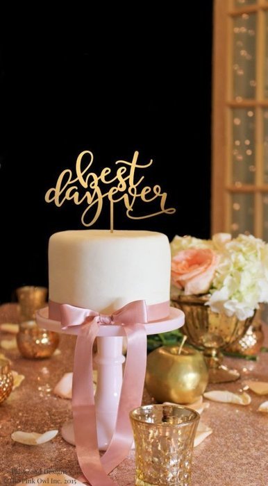 Gold Cake Topper Wedding Cake Topper Best Day Ever Wedding Cake Topper