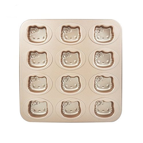Astra shop Premium 9 Cup Champagne Cat Paw Prints Cake Pan Cute Baking Pan Non Stick Cake Mold Muffin Pan,11 x... N6